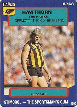 1990 AFL Scanlens Stimorol #8 Dermott Brereton Front